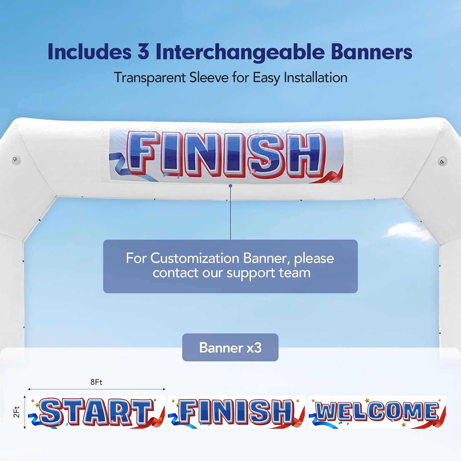 20Ft Polygon Inflatable Arch with Built-in Blower - White, Archway Recommended for Races, Marathons, Organized Events, Carnivals, Festivals, Parties