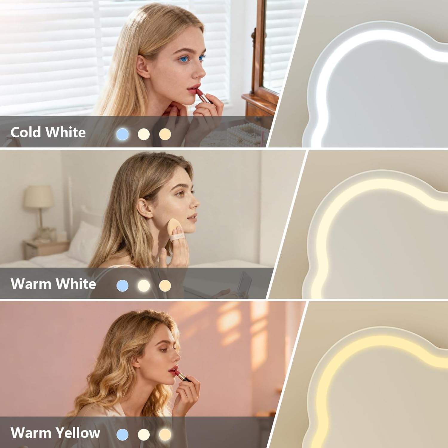 YOURLITE Vanity Desk with Mirror and Lights, Fluted Makeup Vanity Set with Chair and Drawers for Small Space, White Dressing Table with Pegboard for Bedroom