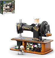 PANTASY Retro Hand Crank Sewing Machine Building Set - Vintage Brick Model with Moving Gears, Hidden Tailor Shop & Minifigure, Adult Collectible Decor