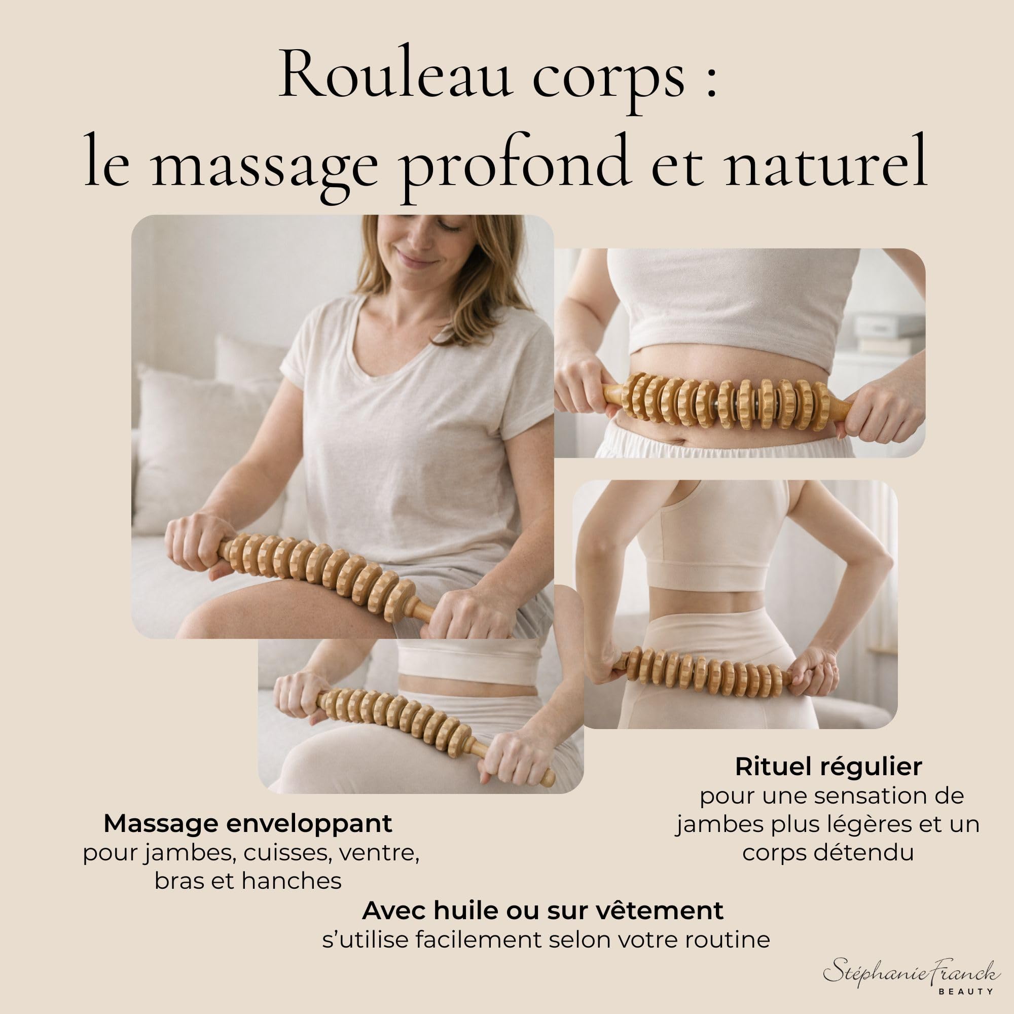 Set Maderothérapie Corps, Rouleau & Brosse à Sec | Routine corps 2-en-1 : massage manuel et brossage à sec