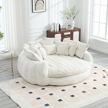 Large Round Lounge Chair, 81.1 inches Wide Round Decorative Chair, Suitable for 2 People More Than 800 pounds, 14 Pillows, Suitable for Living Room, Bedroom Multiple Scenes