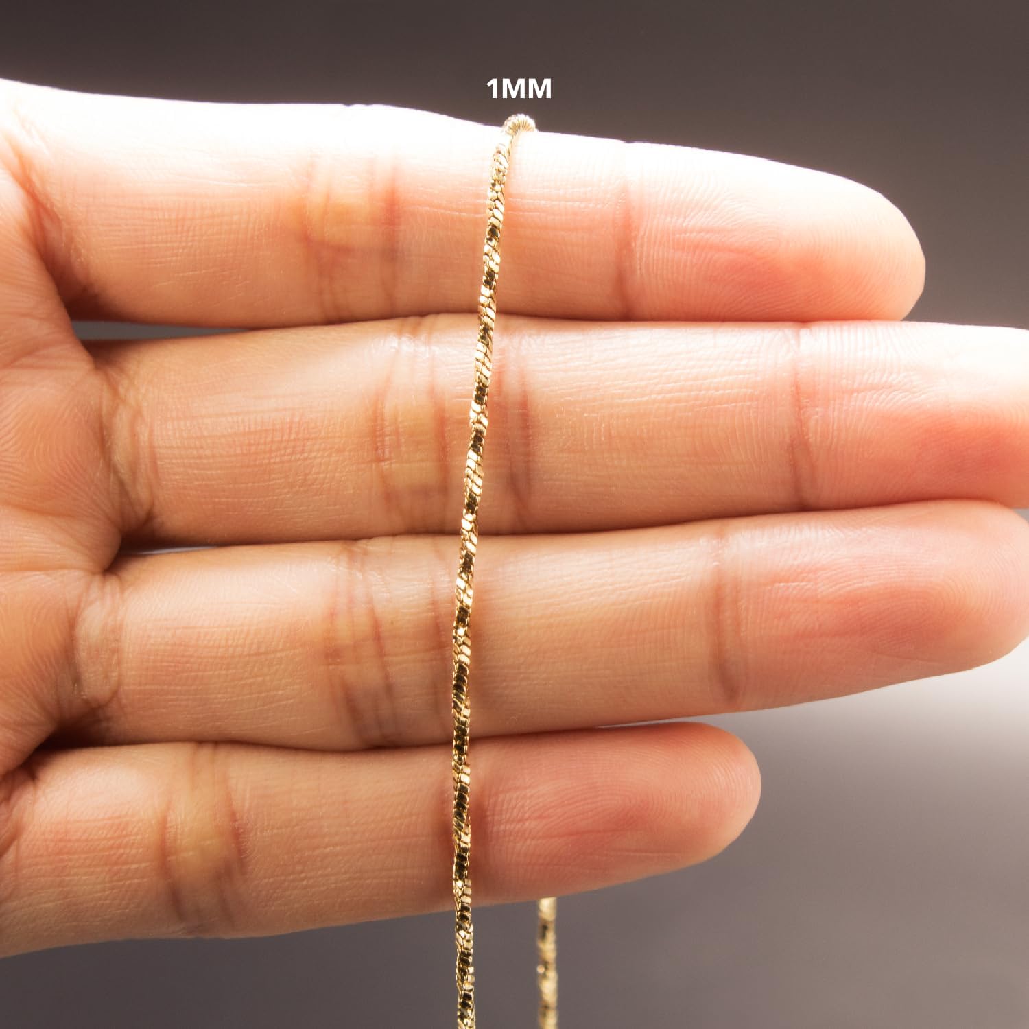 18k Gold-Laminated Singapur Chain Necklace, 1mm Width, 17.8 Inches - ZO