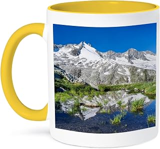 3dRose Zillertal Alps - Reichenspitz mountain range 15oz Two-Tone Yellow Mug