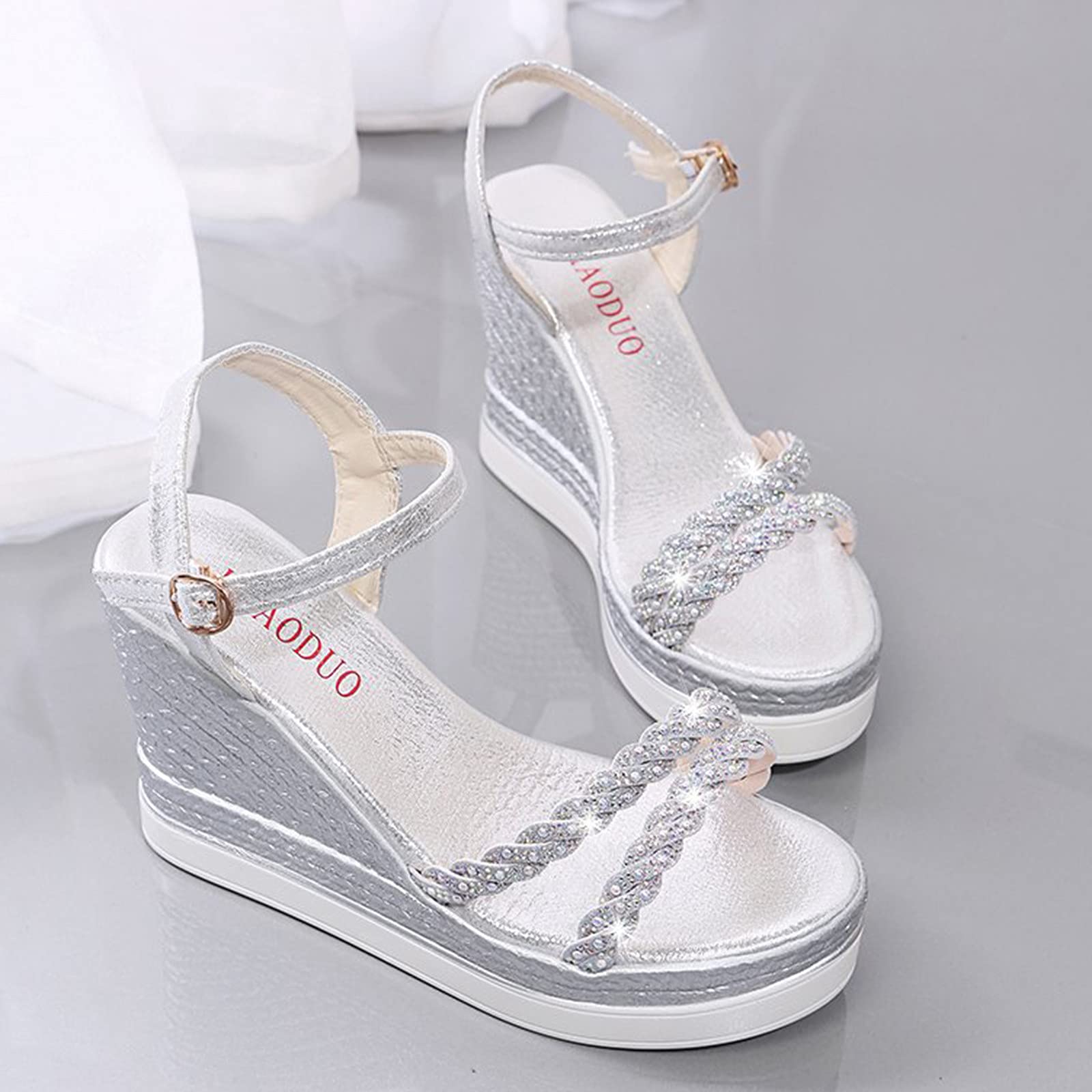 Sandali Alla Schiava Donna Sandalo Comodo Piattaforme Fashion Scarpe Ladies Toe Donne Sandals Open zeppe High Heels Sandali delle Donne Neri Donna Ciabattine Estive Eleganti