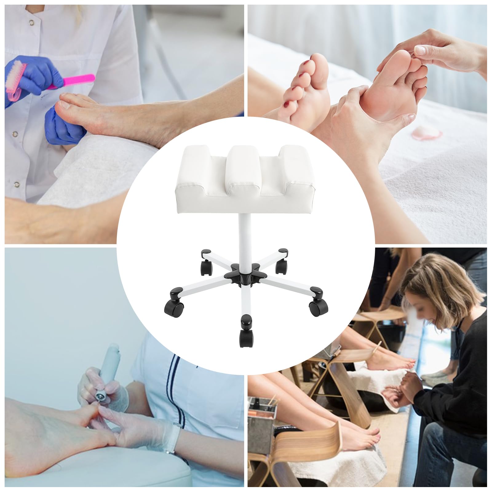 Mobilny taboret do pedicure, pielęgnacja stóp, taboret do masażu stóp z regulacją wysokości z wyprofilowanym podnóżkiem, odpowiedni do salonów kosmetycznych, szpitali, centrów terapii stóp