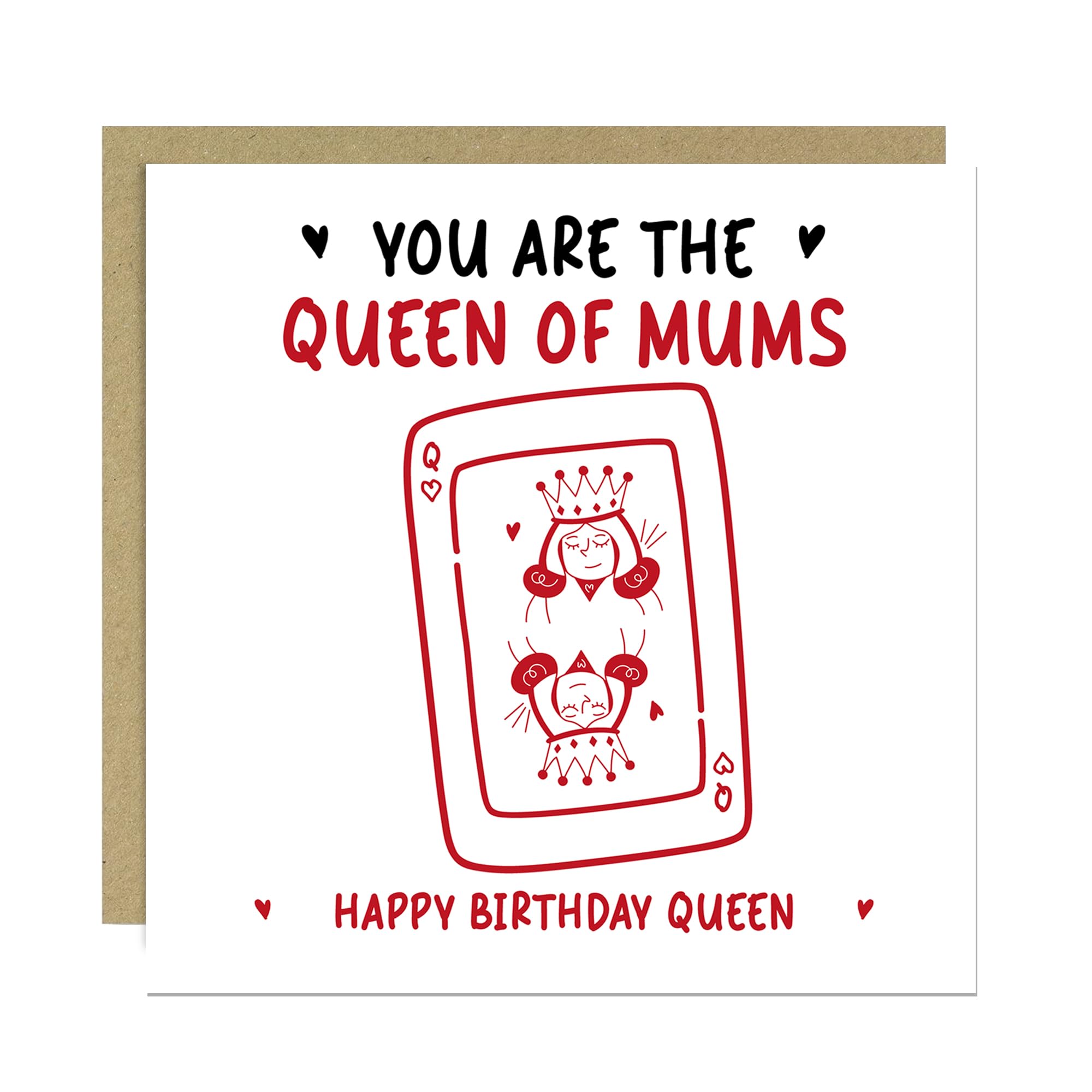 RED OCEAN Funny Birthday Card You Are The Queen Of Mums Funny Card For Mum From Daughter Son Happy Birthday Square With Envelope For Her
