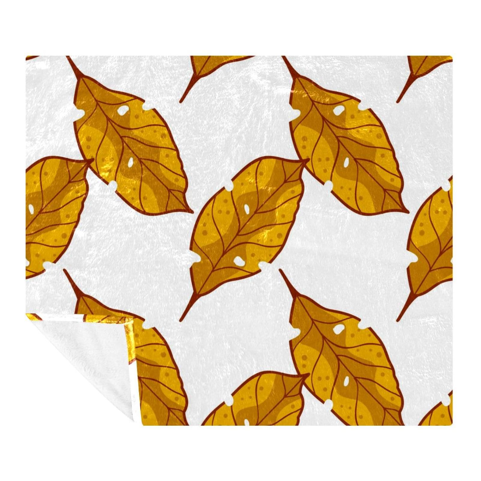 Couverture feuilles d'automne grand plaid polaire cocooning pour canapé et lit