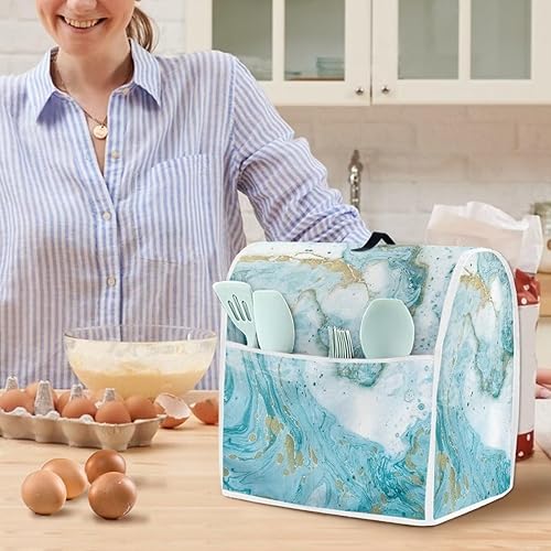 Miniatura 3 de Dreaweet Cubierta para mezclador de cocina de mármol verde azulado para batidora de pie, cubierta para electrodomésticos de cocina, cubierta