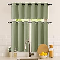 Vista 159 de Simplebrand Juego de 2 paneles de cenefa aguamarina para ventana de cocina de 14 pulgadas de largo, cortinas de oscurecimiento de habitación