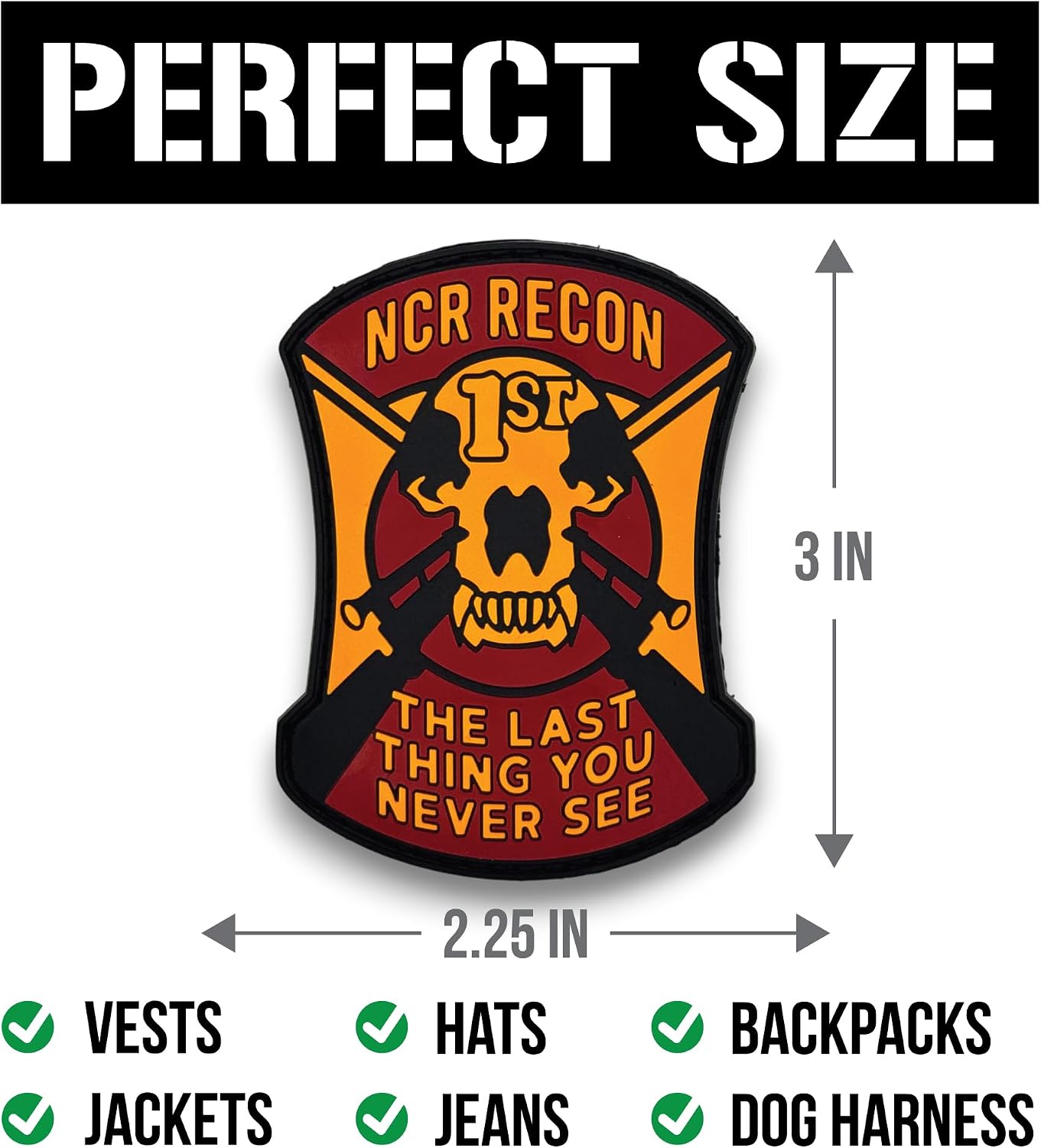 NCR Morale Patch - 1st Recon | Funny Backpack Patches | Tactical Badge for Vest, Army Gear, Backpacks, Jackets | Military Gifts for Veterans (1st Recon)