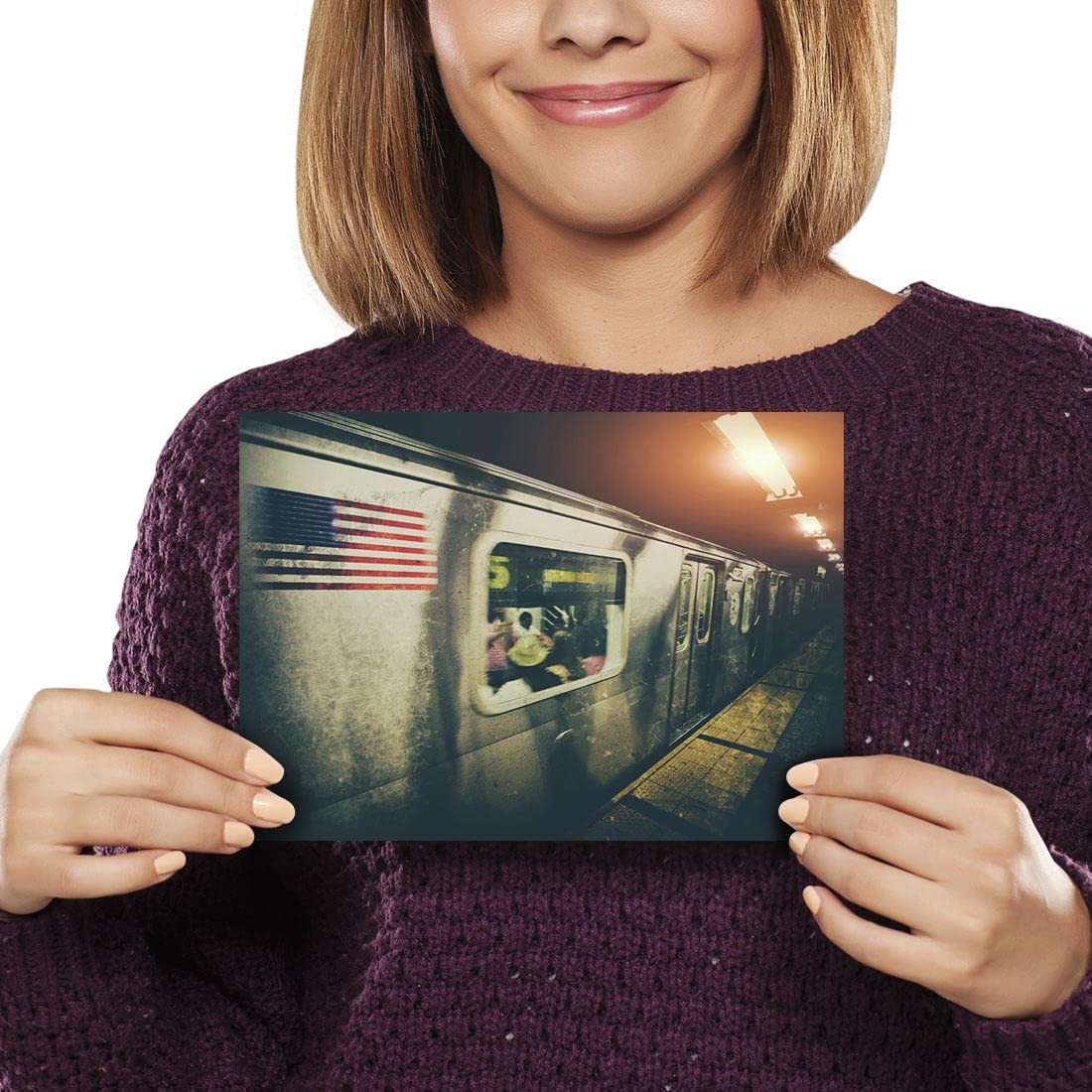 Destination Vinyl ltd Poster A5 New York Subway Train Vintage Style Art Print 21 X 15 cm 280gsm Satin Gloss Photo Paper #51551