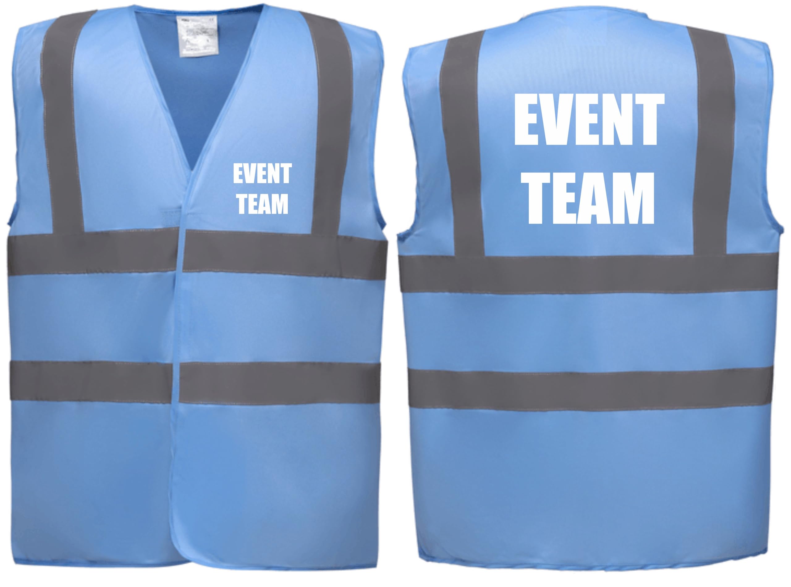 Brook Hi Vis Premium Safety Vest - EVENT TEAM Printed Front & Back, Event Management High Viz Waistcoat, Available in 14 Colours, Festivals (UK, Alpha, 3XL, Regular, Regular, Sky BLue) โ image 1
