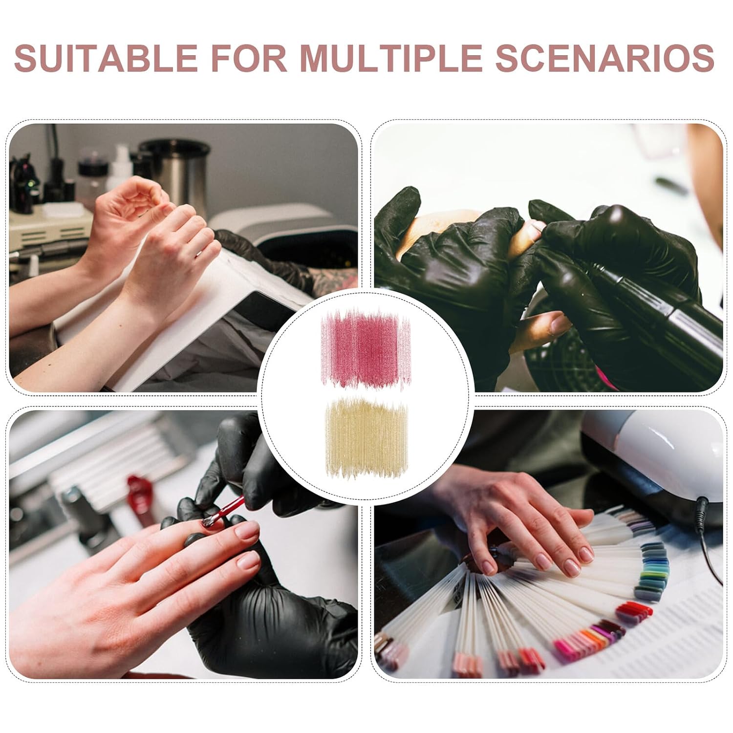 Beavorty 600pcs Dual-ended Nail Dotting Sticks and Rhinestone Pickers with Cuticle Pushers Plastic Crystal Picker Pens for Professional and Home Nail Art Decoration Technician Accessories