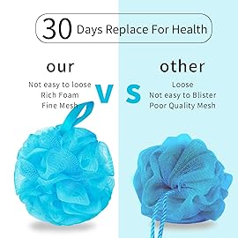 BCKENEY Bath Loofah Shower Sponge Body Back Scrubber Soft Mesh Shower Puffs Exfoliating Loofa for Women & Men Bath Accessories Cleaning Tool (4Pcs 75G, Extra Large)
