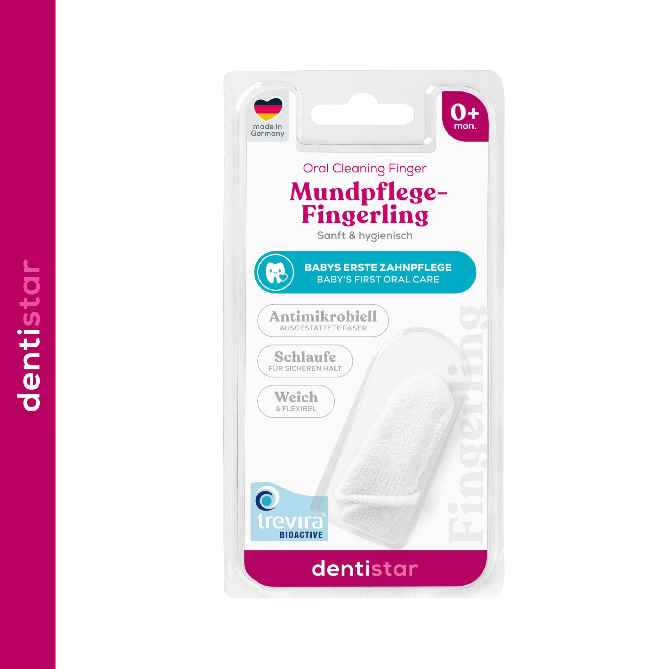 Dentistar® Spazzolino da Denti per Neonati - Spazzolino da Dito per Bambini Primi Dentini, Igiene Cura Denti Delicata, Antibatterico per Prima Igiene Orale Bimbo, Da 0 mesi, Made in Germany (1 pz)