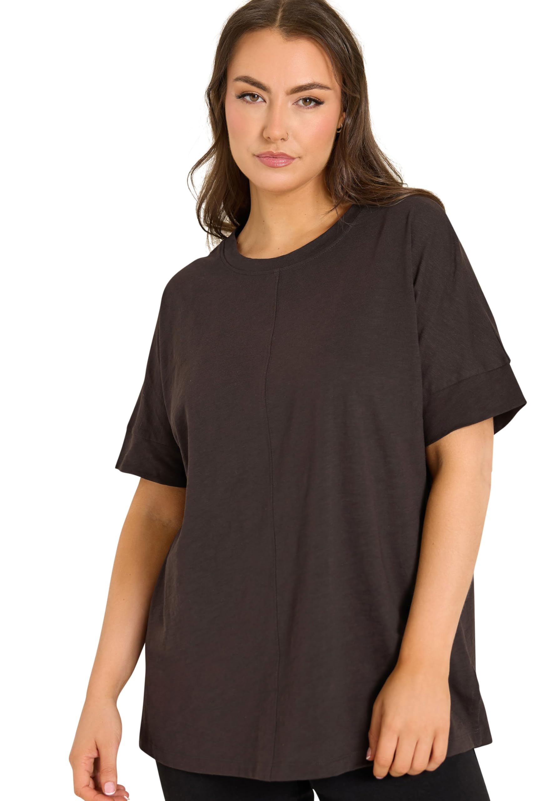 Evans Women's Brown Plus Chocolate Pure Cotton Tshirt Size 22-24