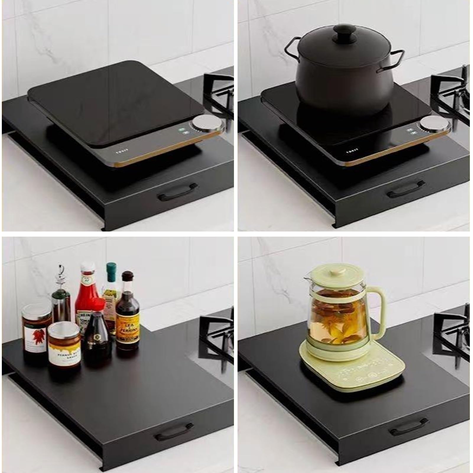 Funda multifuncional para estufa eléctrica para caravana, estante de cocina antideslizante con asas, protector de estufa de gas, 35 x 48 x 7 cm, perfecto para camping y uso doméstico