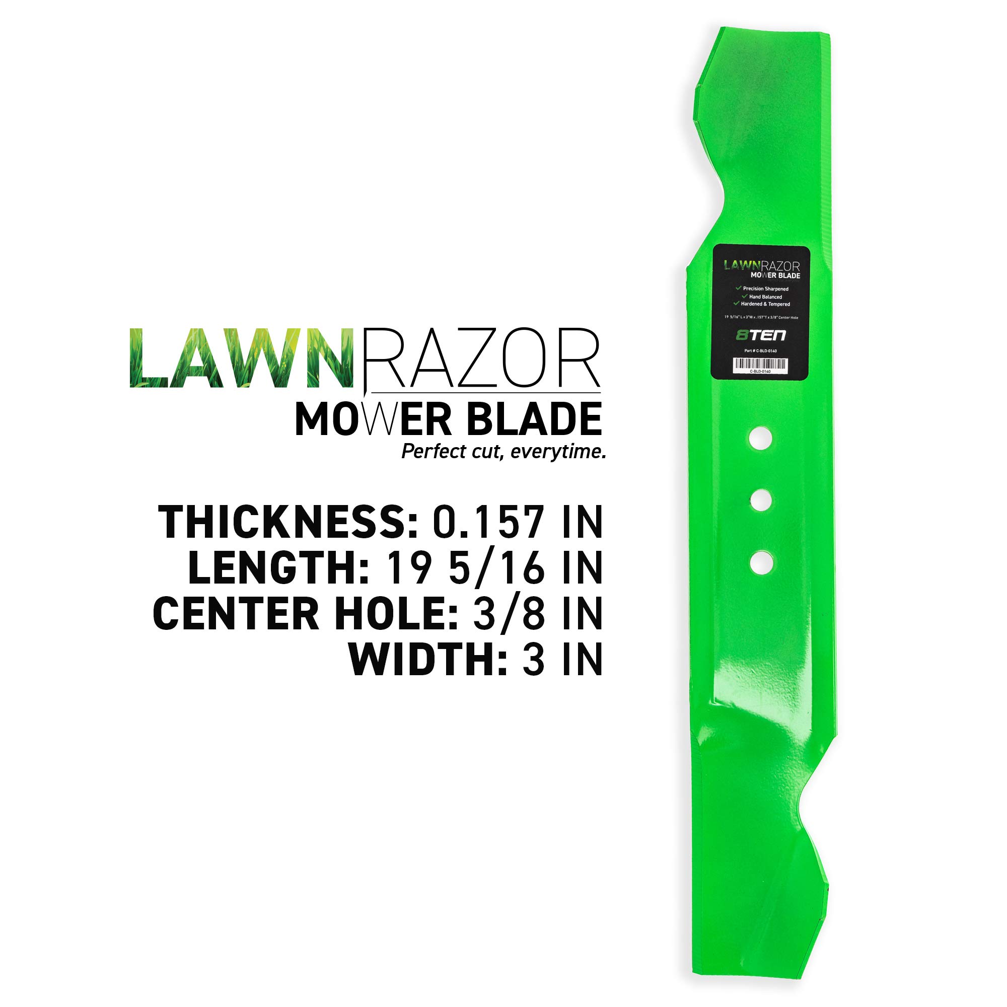 8TEN LawnRAZOR Juego de cuchillas para cortacésped MTD Cub Cadet Blanco Exterior Cubierta 096 742-0537 942-0537 (Mulching)