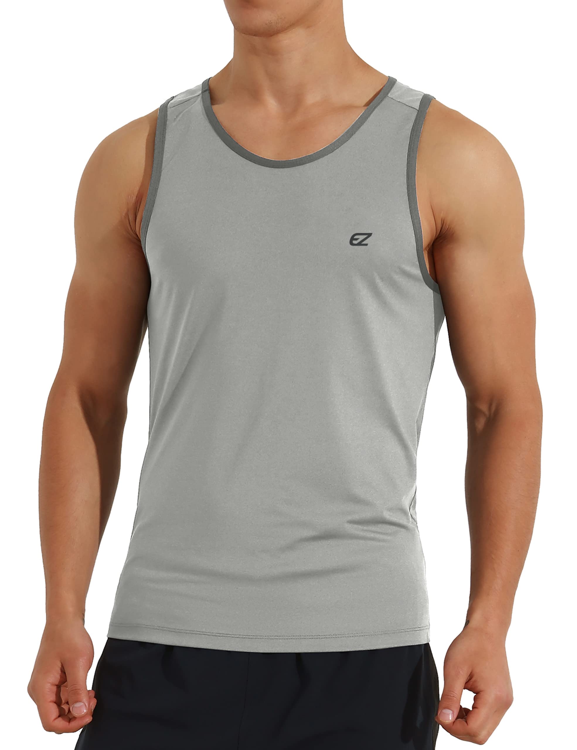 EZRUN Men's Tank Tops Quick Dry Workout Swim Beach Shirts Sleeveless Shirts for Bodybuilding Gym Fitness Training