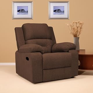 Casaliving Taylor Comfy Fabric Single Seater Recliner Chair, Recliner Sofa for Relaxing, Brown, Modern, Medium Size Price In India