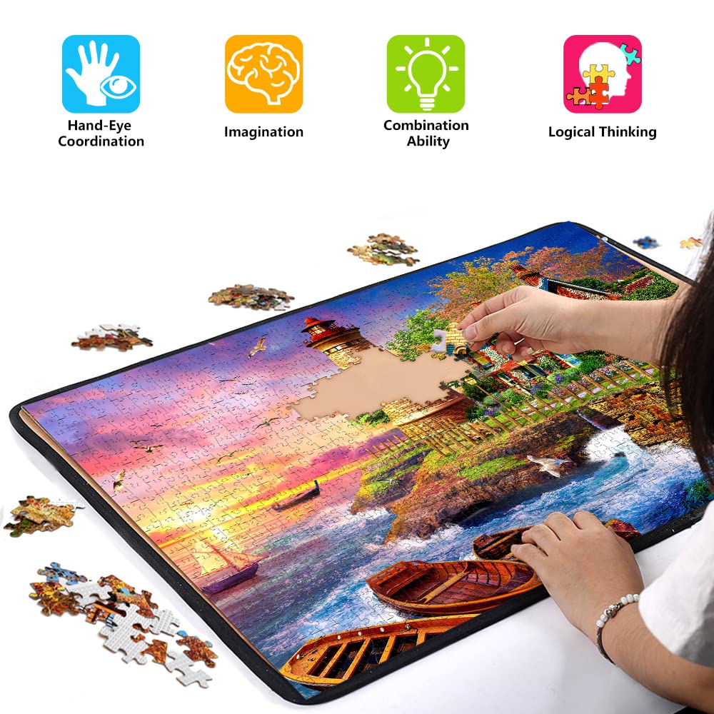 HUADADA Puzzle 1000 elementów, puzzle dla dorosłych, Impossible Puzzle, prezent, gra zręcznościowa dla całej rodziny, kolorowe, latarnia morska