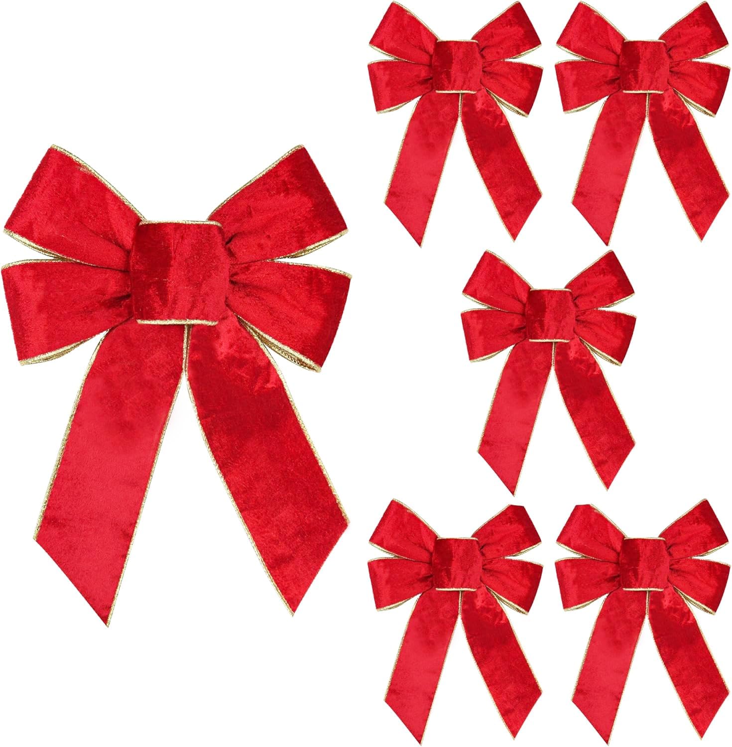 3PCS Large Christmas Velvet Bow, 35.4" x 17.7" Red Velvet Wreath Bow Christmas Tree Topper Ornament Bow for Home Wreath Tree Decoration (6pcs-red, 35.4 x 17.1 Inch)