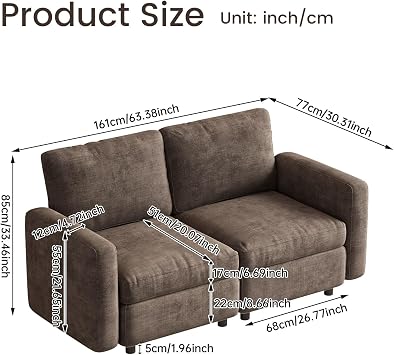 Modern Fabric Sectional Sofa, L Shape Corner Sofa with Footstool, 2 Seater Modular Couch, Living Room Furniture with Deep Seat Cushions (Taupe(2 Seater Sofa (Without Ottoman)))