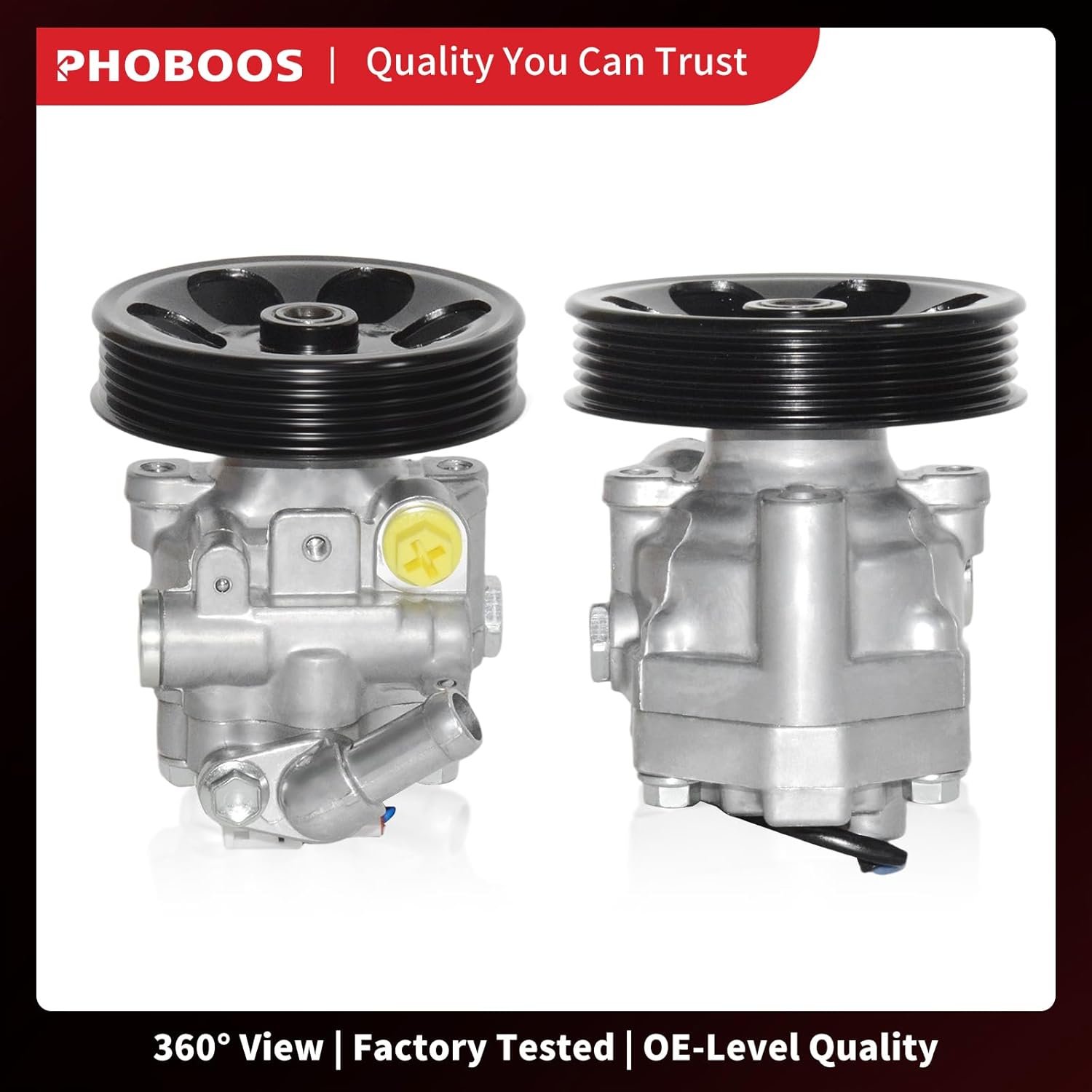 PHOBOOS Power Steering Pump Compatible with Subaru Forester 2009-2010, Impreza 2008-2011, 2.0L/2.5L, with Outlet & Pulley, Smooth Steering, Low Noise, High Durability, Ref. 21-331