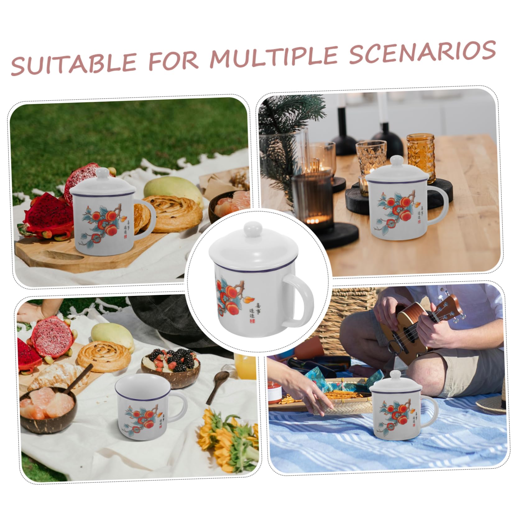 2stücke Vintage Emaille Tasse Für Hochzeit Und Party Stilvolle Teetasse Mit Deckel Robustes Langlebiges Design Für Kaffee Und Tee Praktische Outdoor Trinkbecher