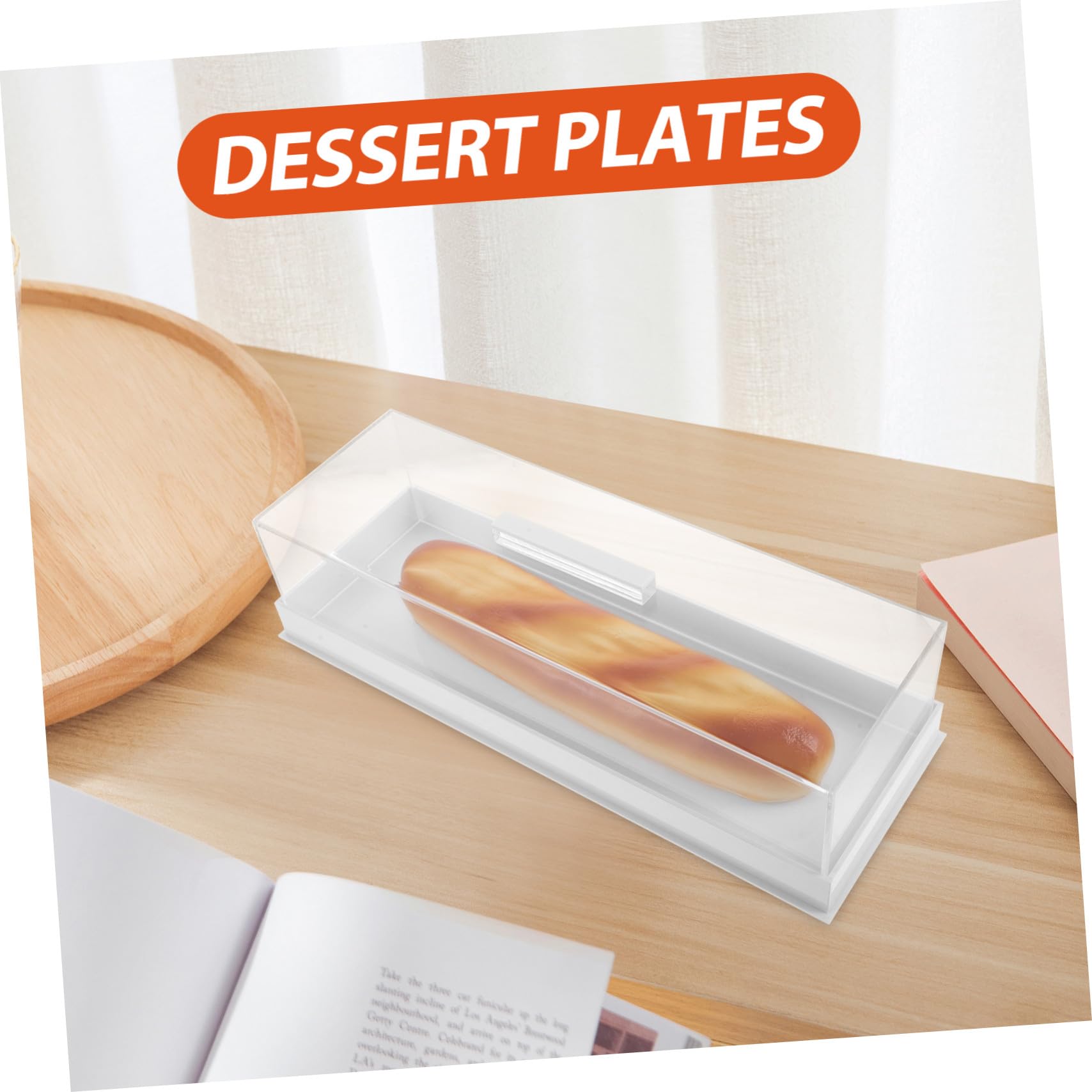Mobestech Caja de Presentación Rectangular para Tartas con Tapa Bandeja de Acrílico para Pasteles y Tartas Soporte Transparente para Postres para Cafetería y Hogar