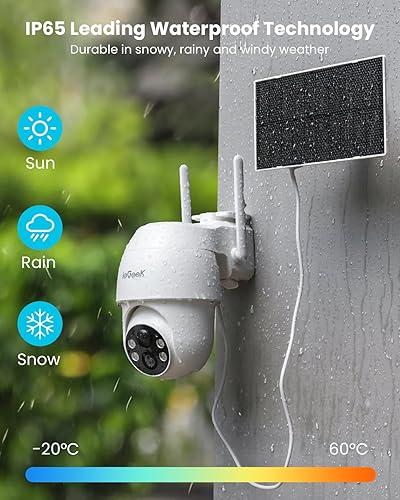 Miniatura 9 de ieGeek Cámaras de seguridad solares inalámbricas para exteriores, cámara WiFi 2K 2.4G con panel solar y alimentada por batería, visión nocturna a