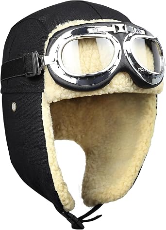 Winter Aviator Hat with Goggles   Versatile Trapper Ski Hat, Adjustable Winter Hat for Outdoor Sports, Fashionable Winter Hats for Men