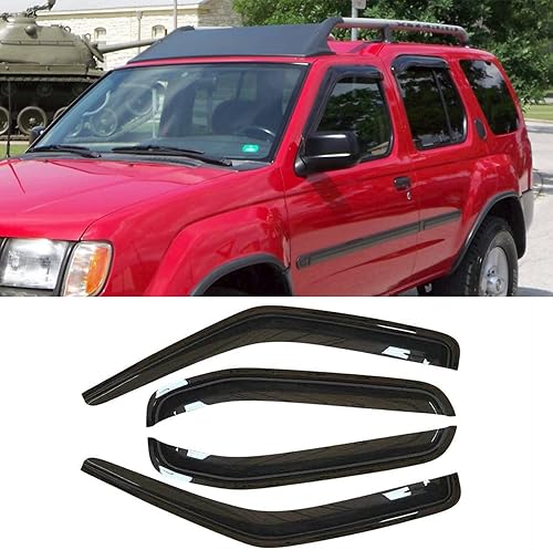 94719 Deflector de ventilación de viento para ventana lateral para Nissan Xterra 2000-2004 todos los modelos, 4 unidades de cinta de canal exterior