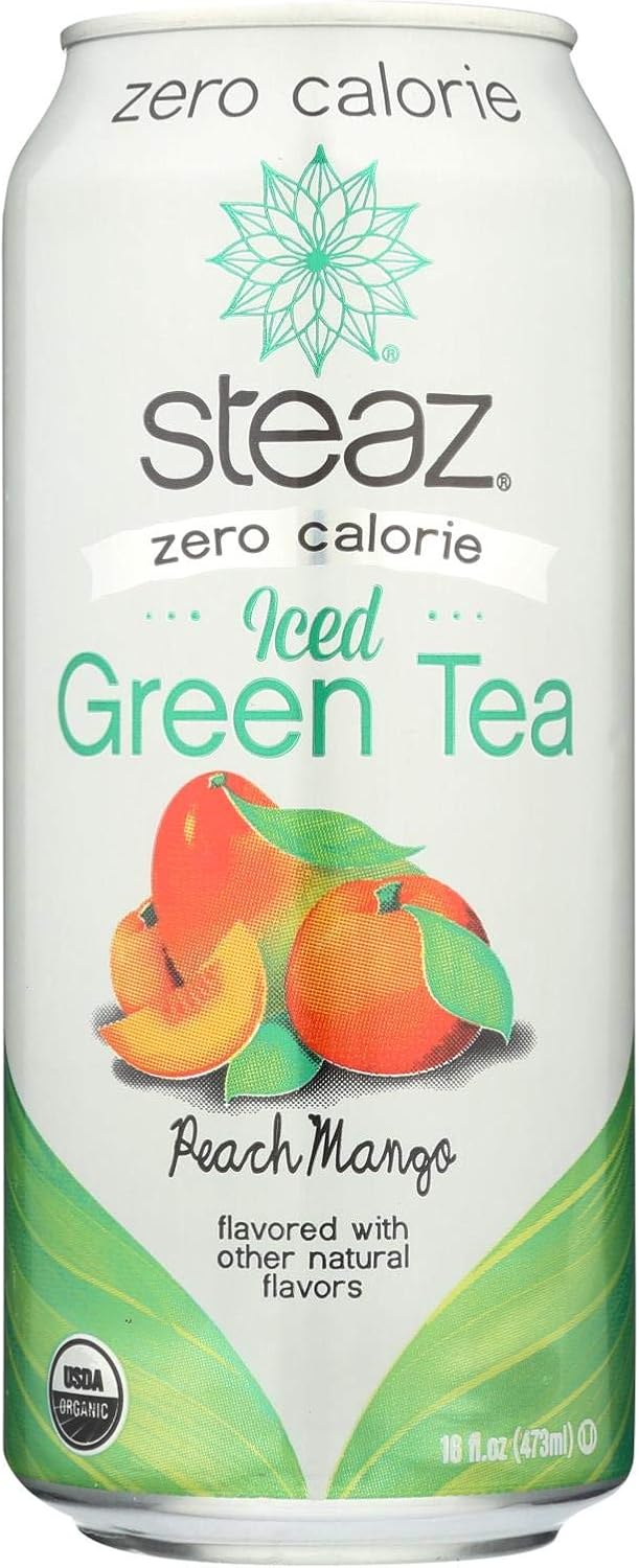 Steaz Zero Calorie Green Tea - Peach Mango - Case of 12 - 16 Fl oz.