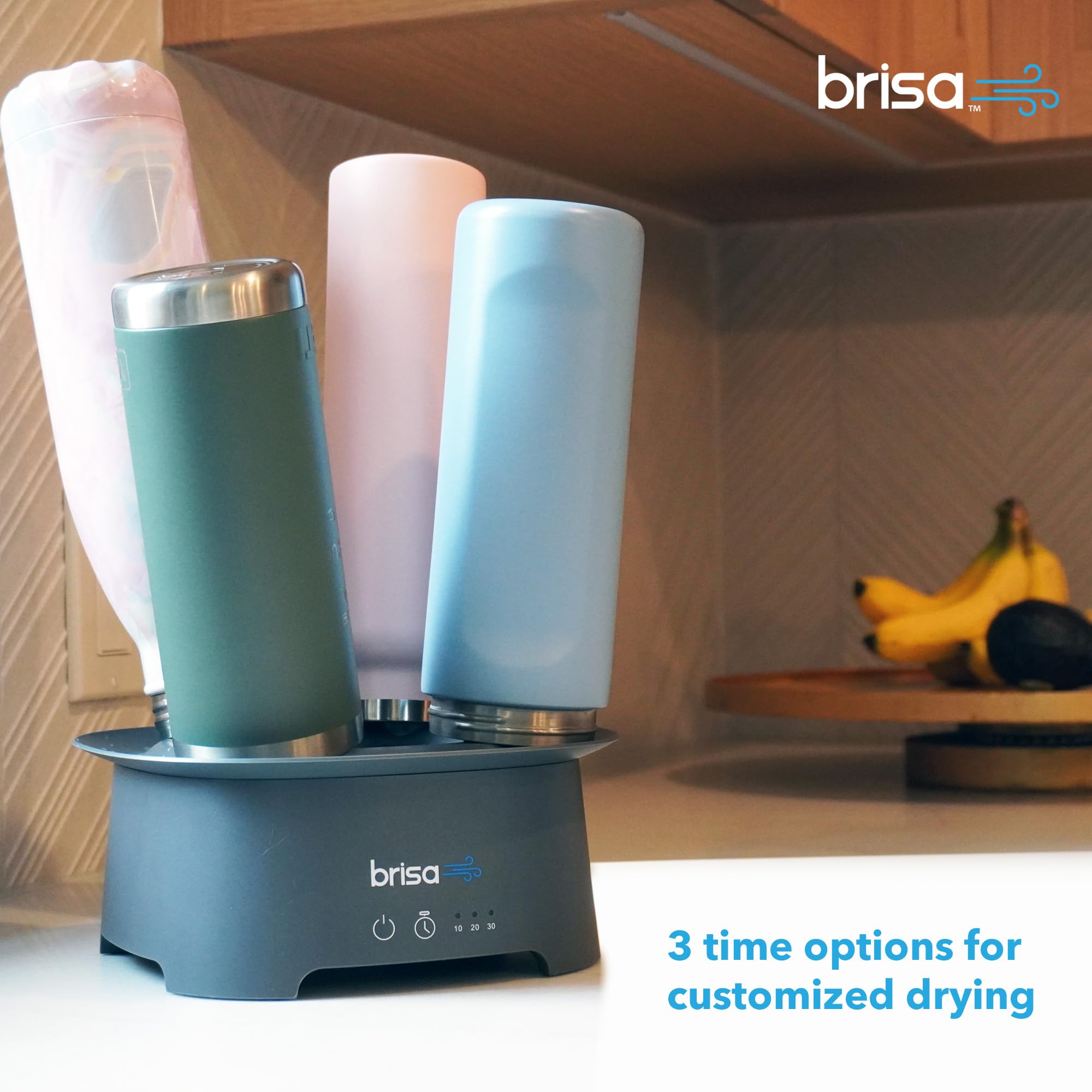 Stojak do suszenia butelek firmy Brisa - zasilany stojak do suszenia butelek, wielokrotnego użytku i pojemników - suszarka do butelek z technologią suszenia gorącym powietrzem - Home Essentials