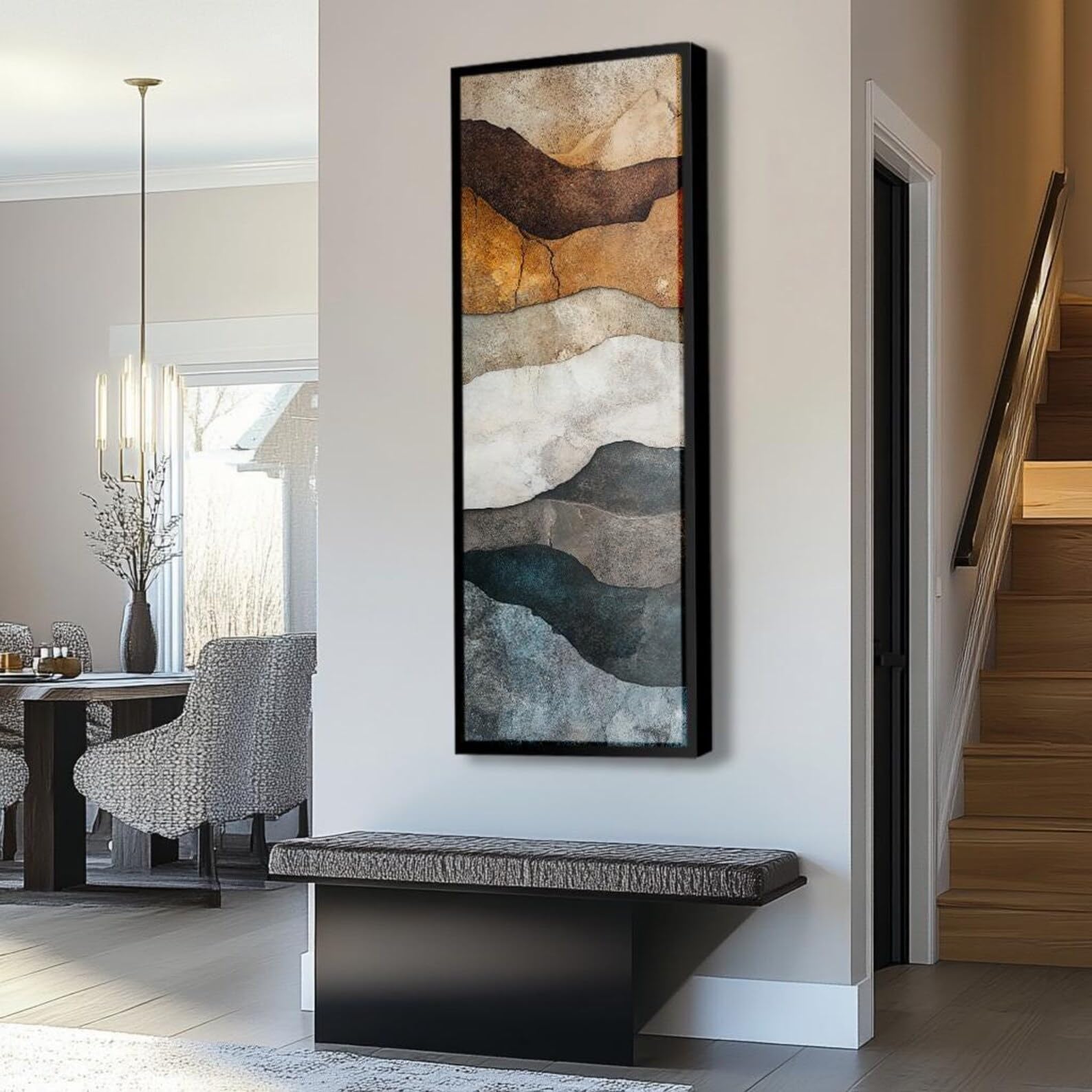 XBTYKPB Long Narrow Textured Canvas Wall Art, Tall Narrow Pictures,Vertical Painting, Long Posters, Large vertical Print Canvas(60x180cm/Frameless)