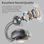 Monster AC339 Ouvrir les écouteurs d'oreille, Bluetooth 6.0 Ecouteurs stéréo son, écouteurs sans fil de clip d'oreilles ouvertes 40 Heures de lecture, avec Smart Digital Display Design, Touch Control, IPX6 Imperméable, beige