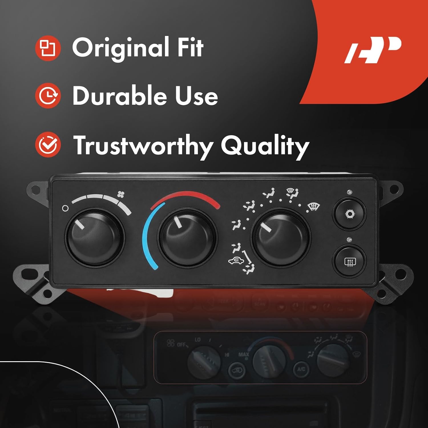 A-Premium Heater Climate Control Panel Module Compatible with Dodge & Ram Vehicles - 2008-2010 Ram 1500/2500/3500, 2008-2011 Dakota - with Rear Window Defroster