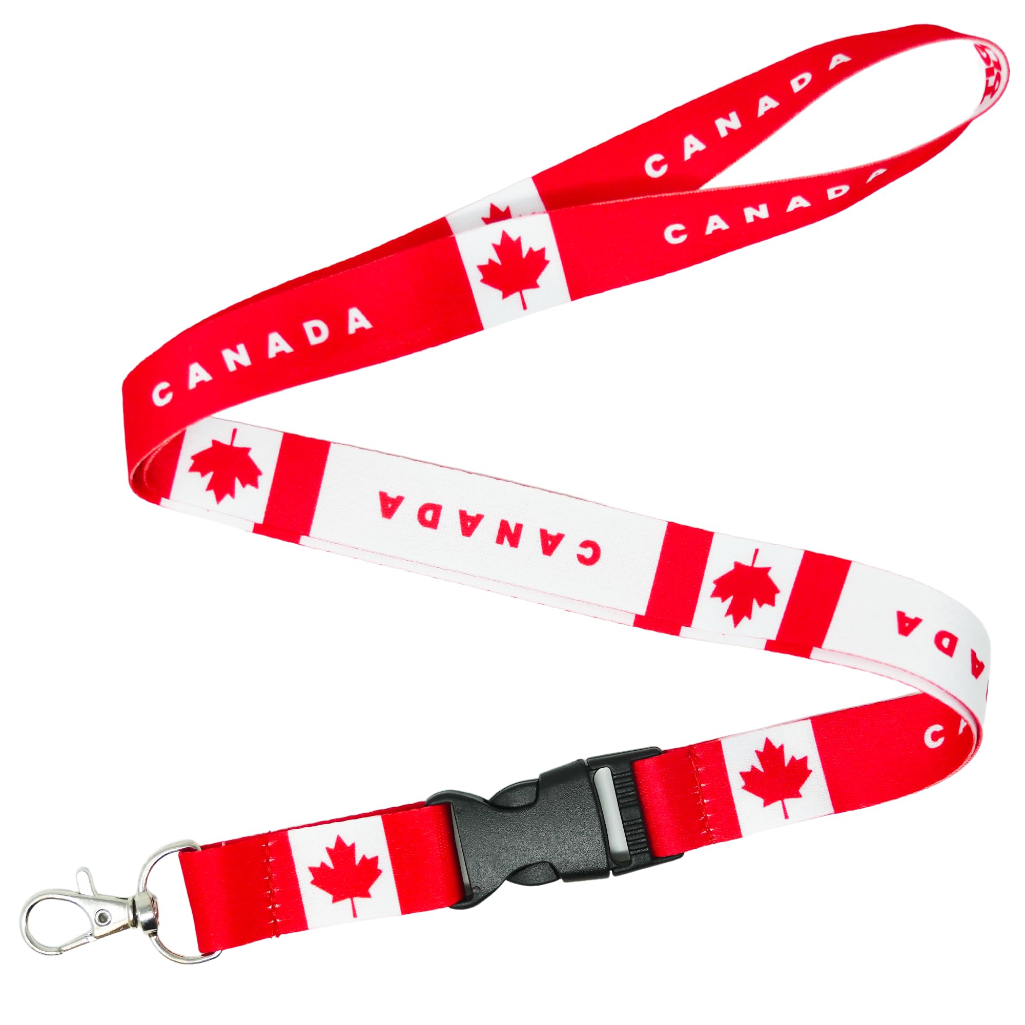 Tigoli Canada Flag Lanyard – Red & White Maple Leaf Neck Strap – 57cm Premium Polyester Lanyard with Metal Swivel Hook & Quick Release Buckle – Canadian Gift, Work ID, Keys or Event Pass Holder
