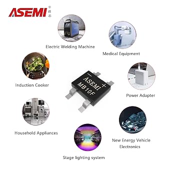 (Pack of 50pcs) MB10F ASEMI MBF-4 Package Surface Mount 1A1000v Mini Bridge Rectifier Diode for Led…