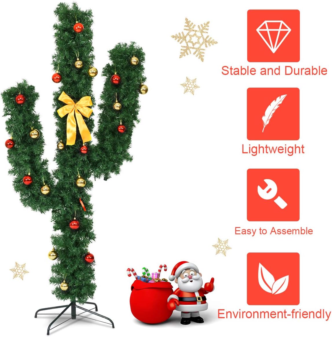 Black Friday 🔥 Goplus Pre-Lit Artificial Cactus Christmas Tree with LED Lights and Ball Ornaments, Perfect Holiday Decoration Indoor Xmas Tree 70% Off Everything Goplus Pre-Lit Artificial Cactus Christmas Tree with LED Lights and Ball Ornaments, Perfect Holiday Decoration Indoor Xmas Tree