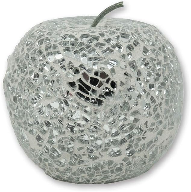 Angraves Mosaic Glass Silver Apple Home Decorative Fruit Bowl Display Piece Gift