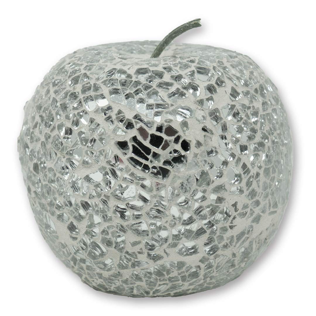 Angraves Multicoloured Mosaic Glass Silver Apple Home Decorative Fruit Bowl Display Piece Gift
