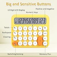 Vista 7 de Calculadora estándar básica, pantalla LCD grande de 5 pulgadas y 12 dígitos, calculadora de interruptor mecánico de botón grande para uso escolar