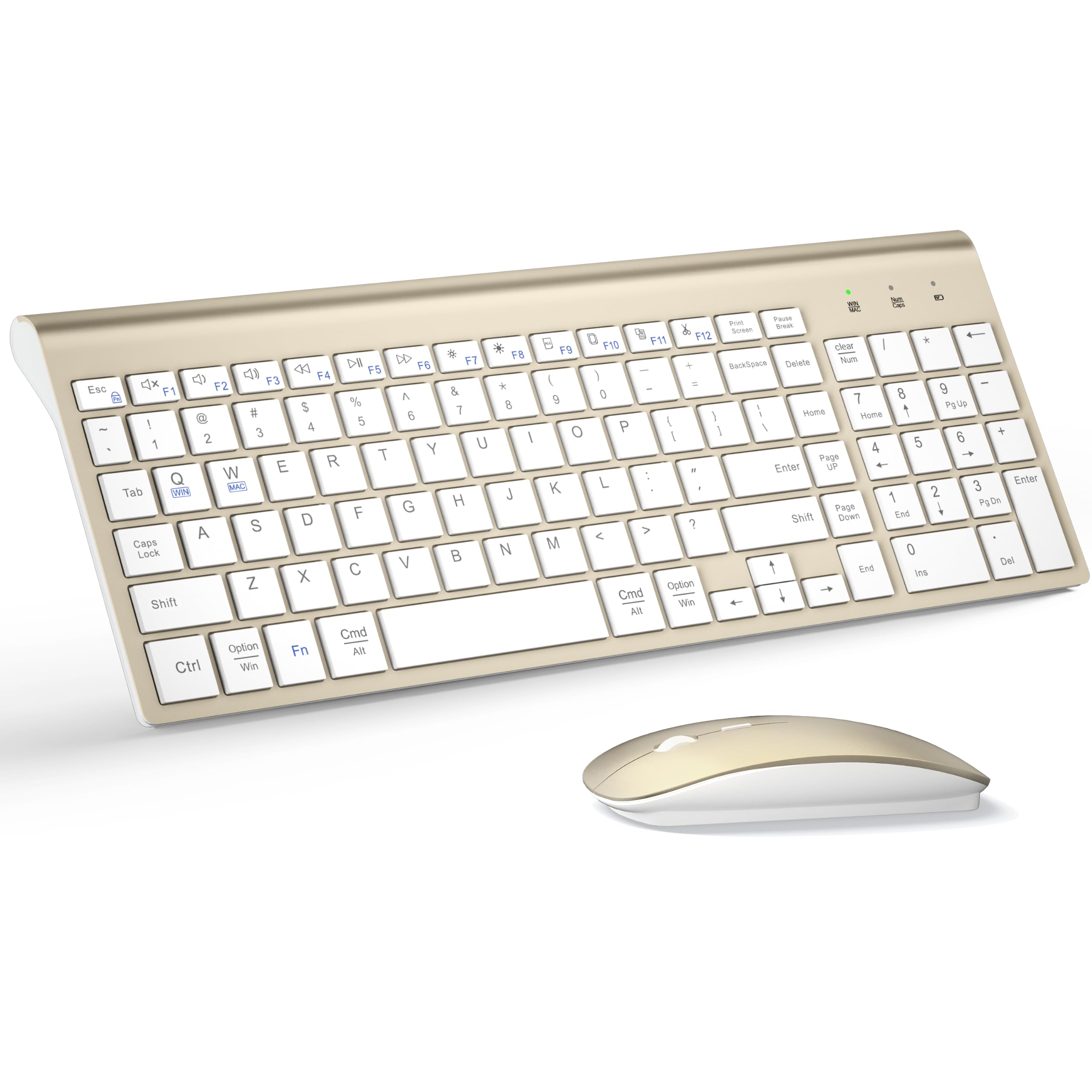 Wireless Keyboard and Mouse Ultra Slim Combo, TopMate - White — Amazon image 10