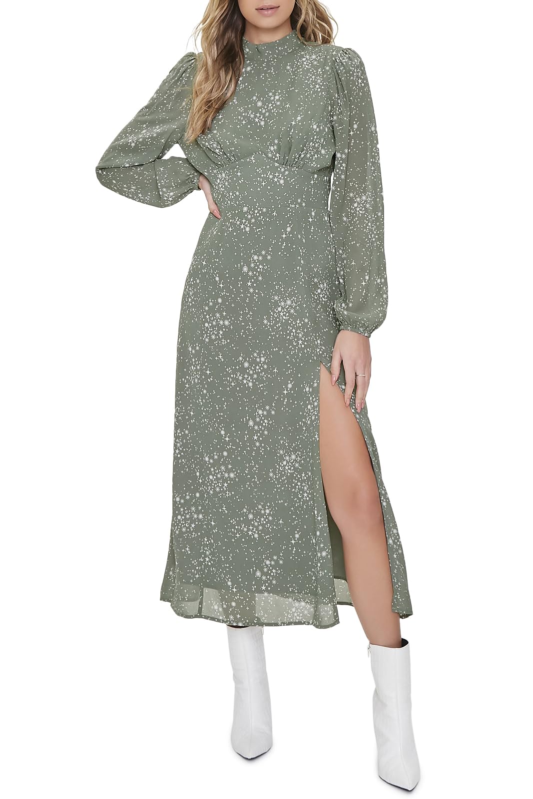 Robe longue maille crêpe à volants - Damart - Bleu marine - Kiabi - nu