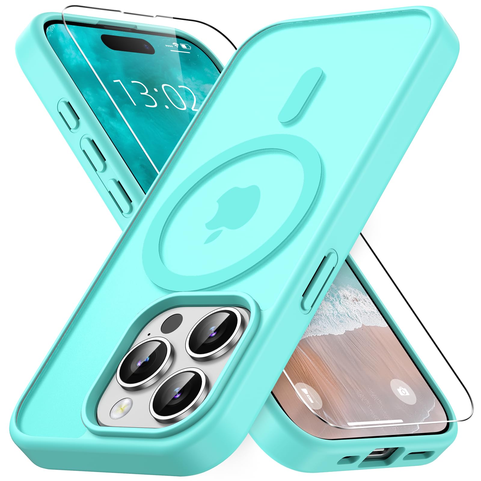 Vansdon Magnétique Coque pour iPhone 15 Pro avec 1 Verre Trempé, Compatible avec