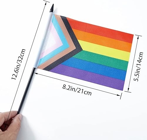 Miniatura 3 de FWIW Juego de bandera del orgullo arco iris, bandera de escritorio pequeña, mini gay LGBT para mesa de oficina con base de soporte, decoraciones de