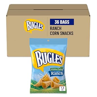 Bugles Corn Snacks, Ranch, 1.5 Oz Pack of 36