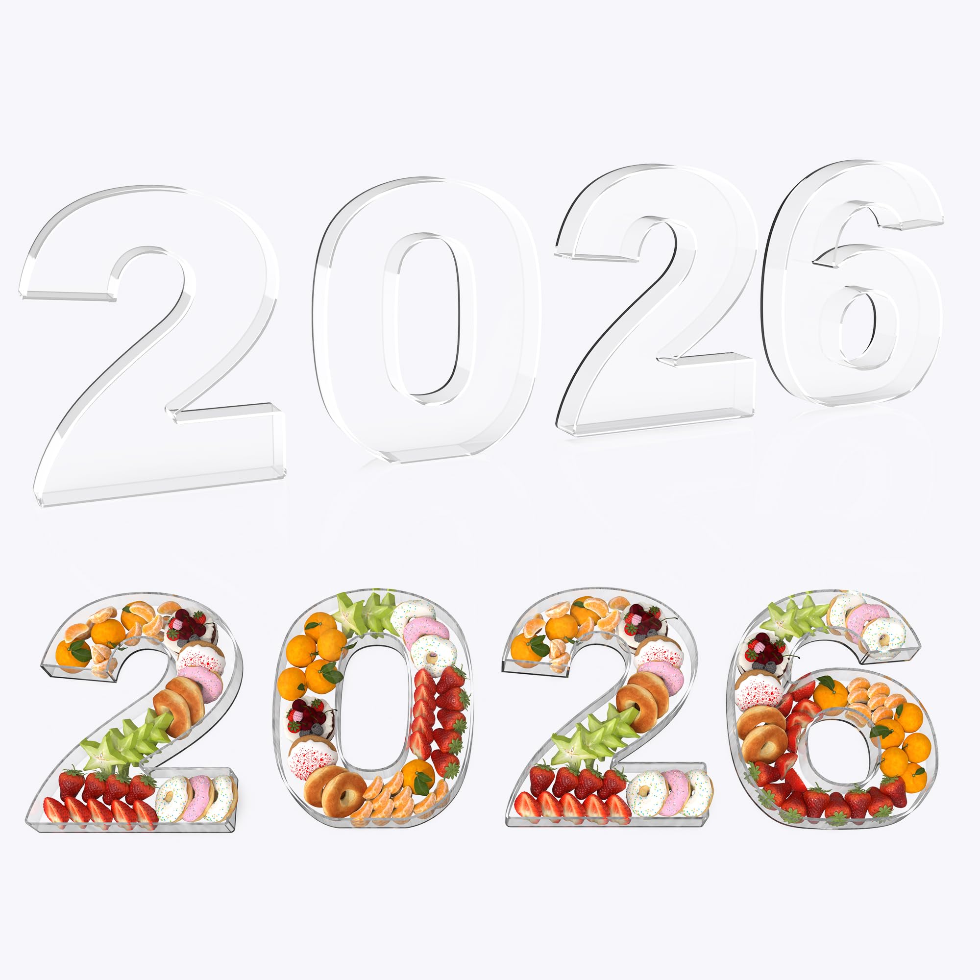 Photo 1 of 2026 Graduation Decorations, Graduation Centerpieces for Tables, 11" Acrylic Charcuterie Number Fillable Board for Chocolate Candy Snack, Food Serving Tray for Grad Party Supplies